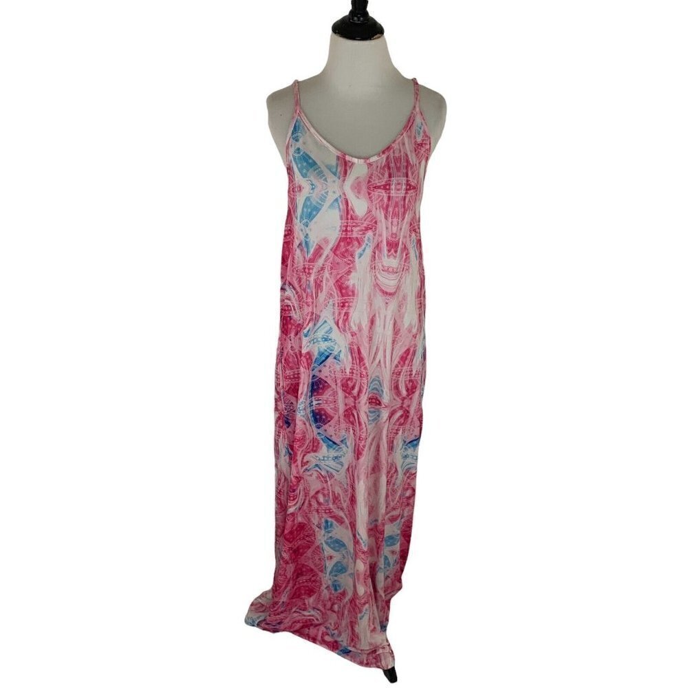 Beyond this Plane Women's S Small Maxi Dress Adjustable Straps Abstract Print